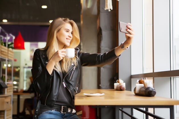 young blonde in coffee shop in miami florida